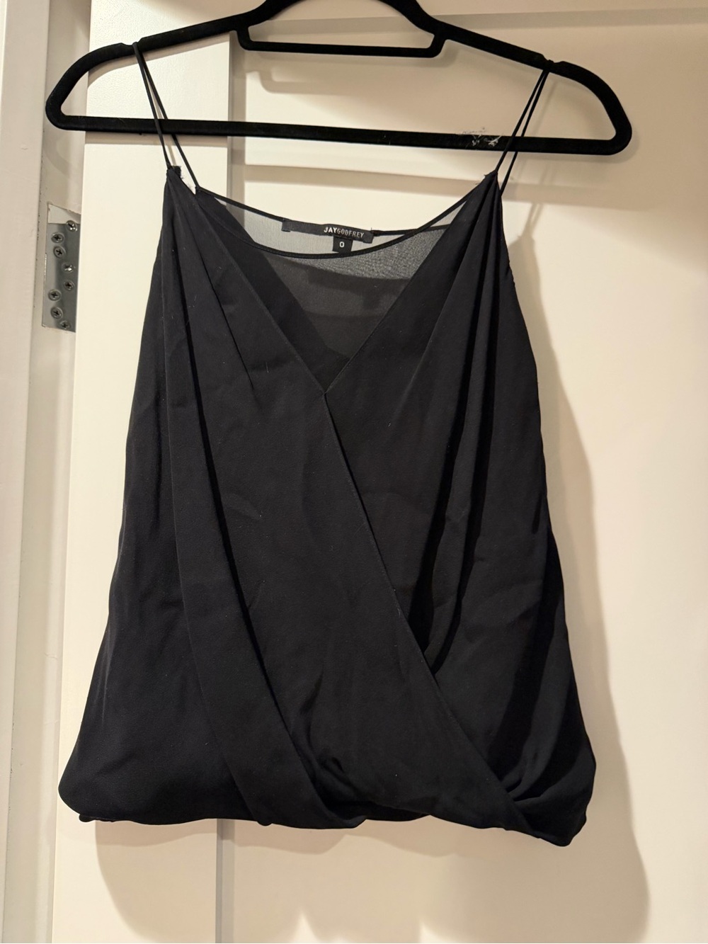 JAYGODFREY Black Draped Surplice Camisole